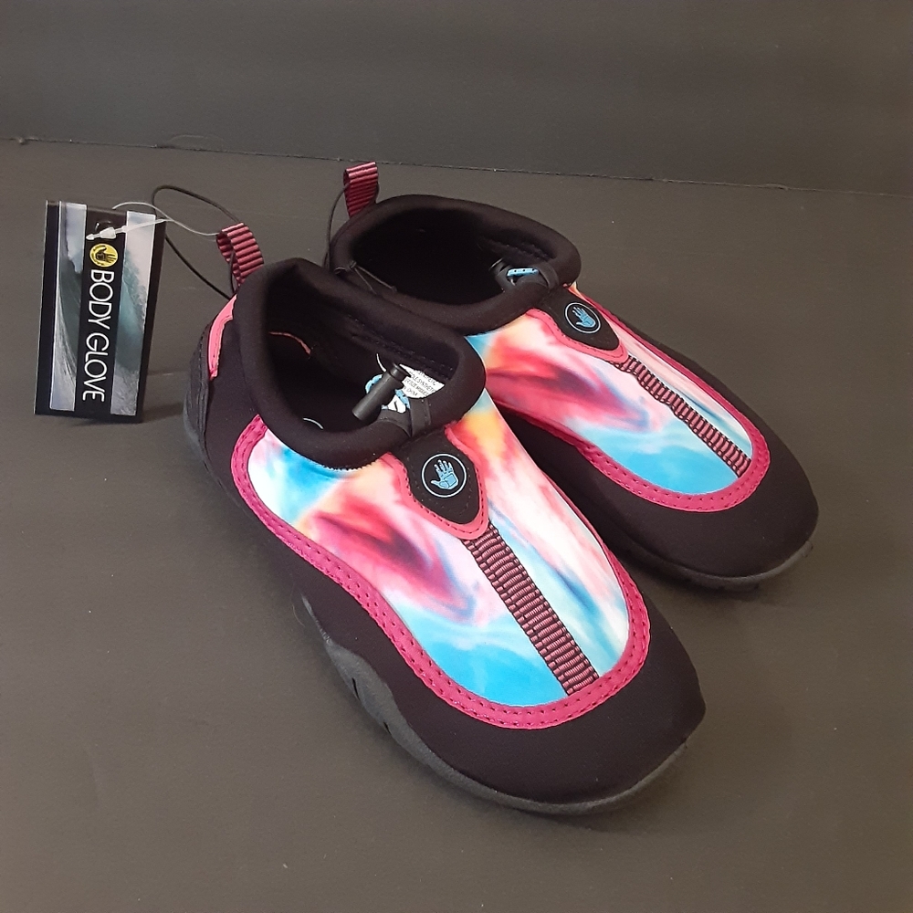 BODY GLOVE RIPTIDE III WATER/BEACH/POOL SHOE TIE DYE/BLACK GIRLS SIZE 2 NWT